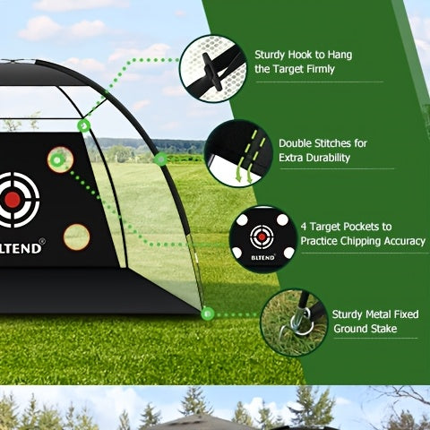 Golf Practice Net with Mat Set 10x7ft – Heavy Duty Backyard Hitting Net with 3-in-1 Turf Mat, Golf Balls & Carry Bag for Indoor & Outdoor Training