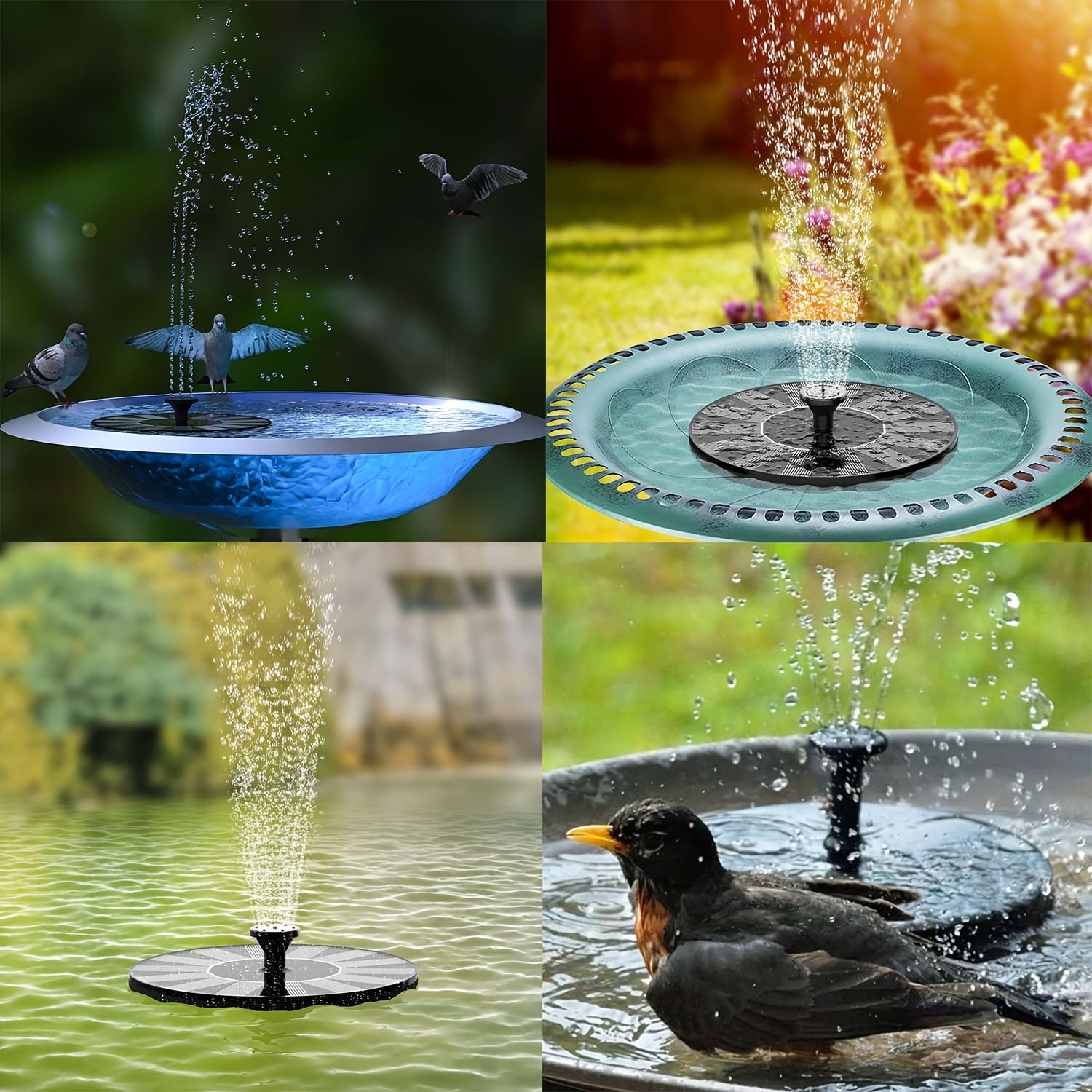 Solar Powered Fountain for Garden Pond & Bird Bath – Outdoor Water Feature with Durable Plastic Design for Pool, Courtyard, Rockery & Terrace Decor