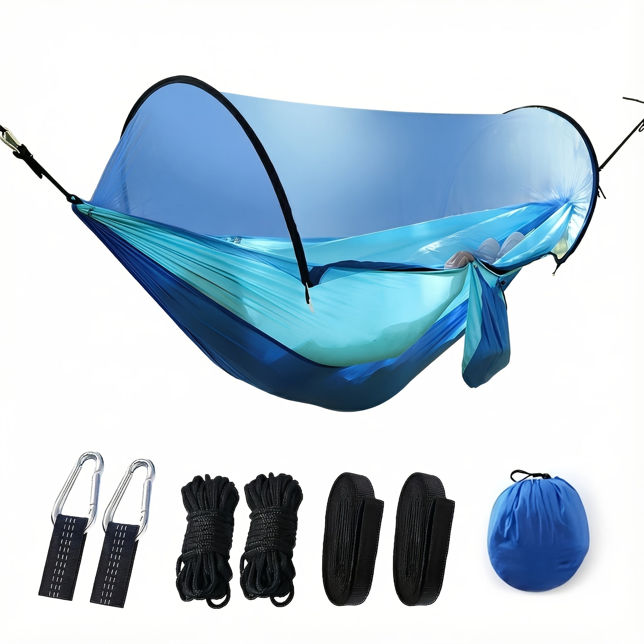 3-in-1 Double Camping Hammock with Mosquito Net and Sun Shade Durable Lightweight Portable for Camping Hiking Backpacking Picnic Garden Patio Park Outdoor Adventures