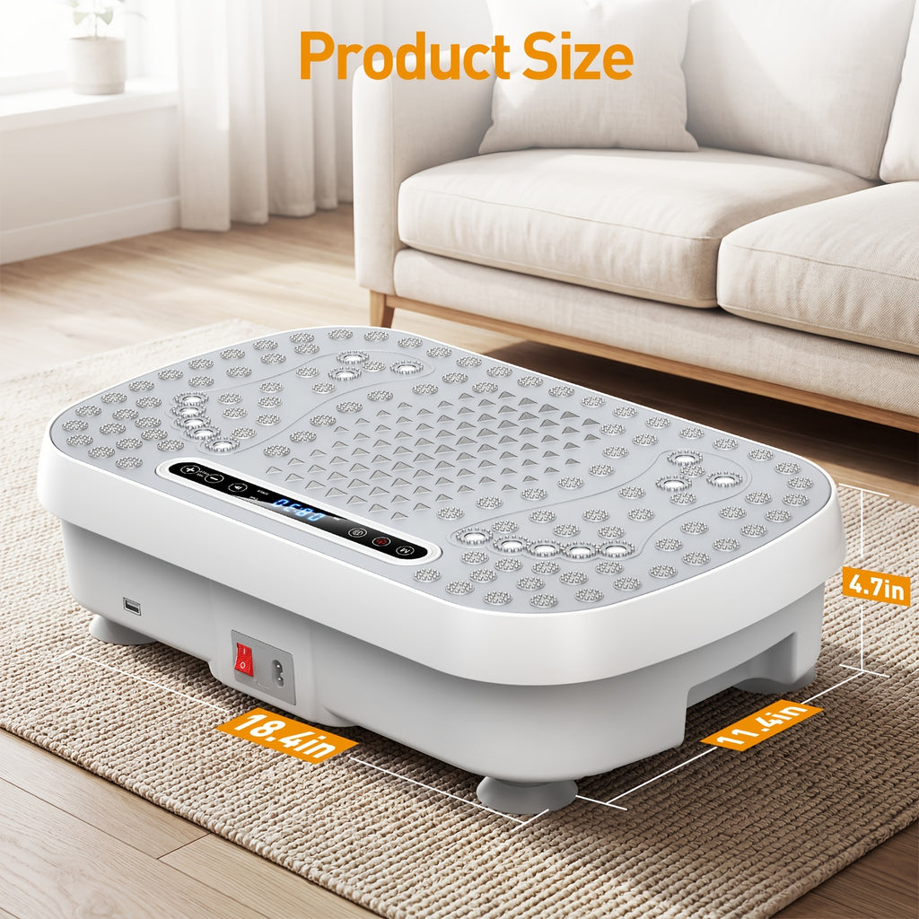 Vibration Plate Whole Body Workout Machine – Silent Motor Adjustable Speed Lymphatic Drainage Fitness Platform Home Gym White Black