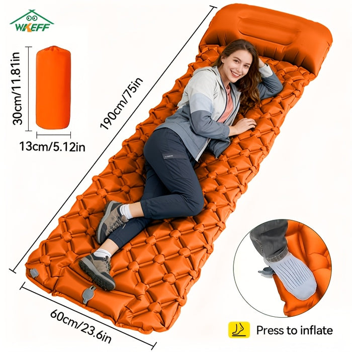 Inflatable Sleeping Pad for Camping with Pillow & Built-in Foot Pump – Ultralight Compact Camping Mattress for Backpacking, Hiking, Car Travel, Beach & Tent, Multiple Colors