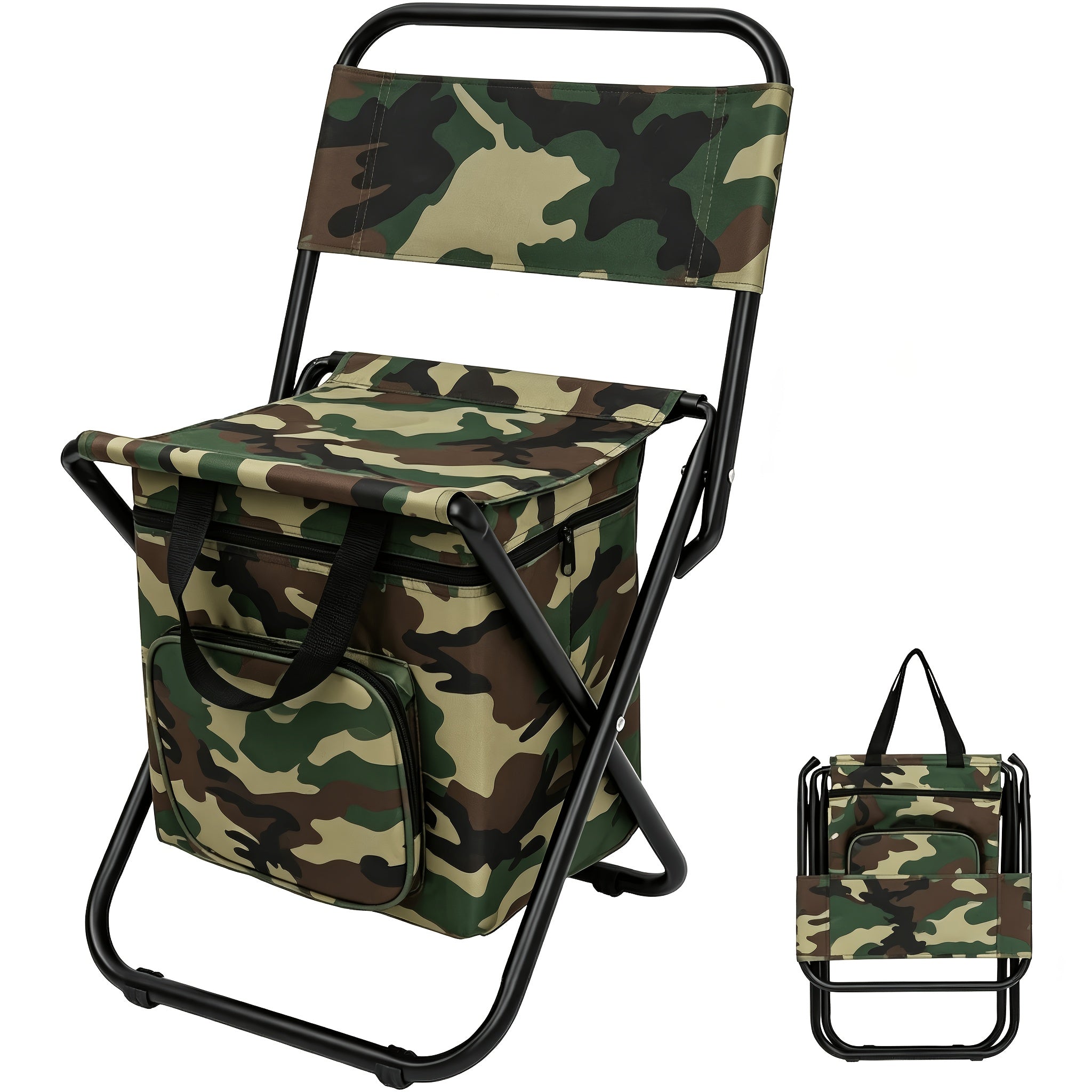 Folding Camping Chair Lightweight Portable with Backrest & Carry Bag – Heavy Duty Outdoor Seat for Camping Hunting Fishing Hiking Beach Picnic – Compact Collapsible Camp Chair for Adults Green Camo Blue