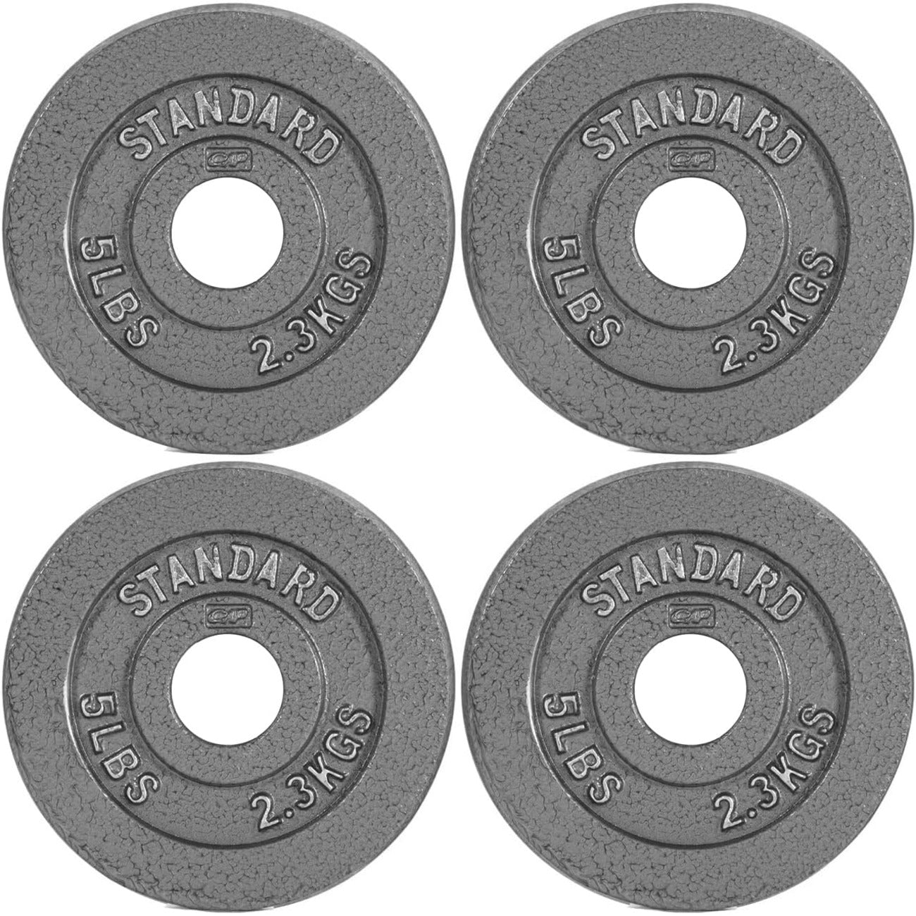 CAPHAUS 2-Inch Solid Cast Iron Weight Plates for Strength Training Weightlifting Bodybuilding Powerlifting - Grey Baked Enamel Barbell Plates 2.5LB 5LB 10LB 25LB 35LB 45LB 100LB Single & Sets