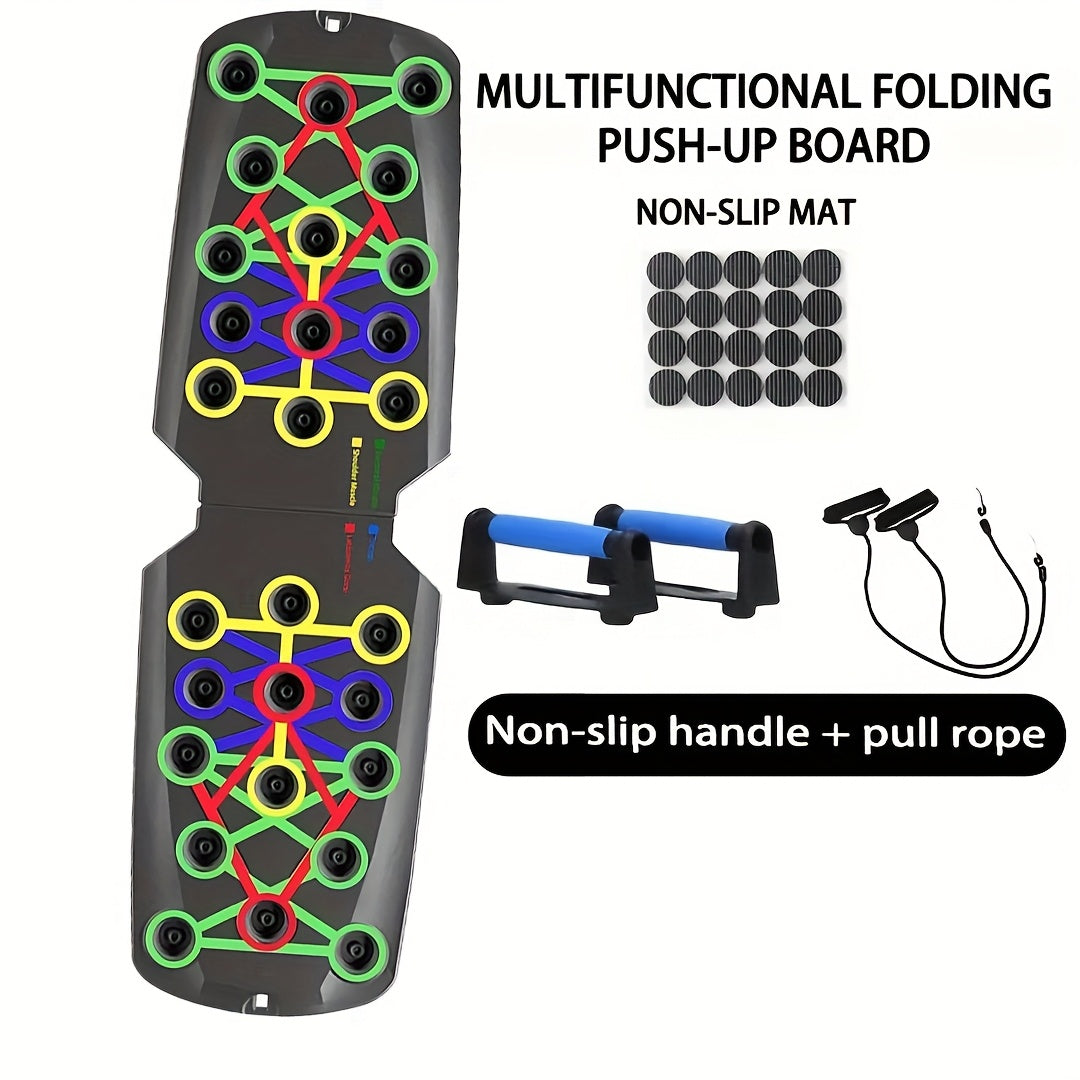 Push Up Board Multifunctional – Color-Coded Home Gym Workout Board for Chest, Triceps, Shoulders & Back Strength Training with Optional Pull Ropes