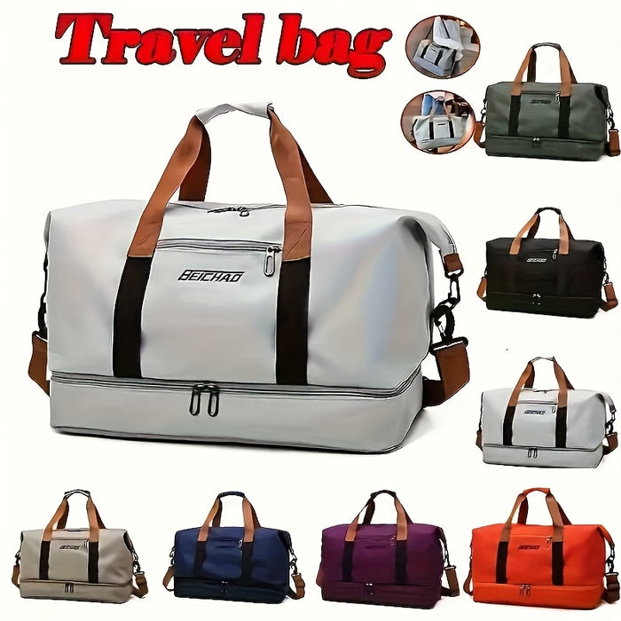 Dry Wet Separation Travel Bag for Women – Large Capacity Herringbone Gym Yoga Fitness Bag, Overnight Weekend Tote Handbag for Leisure Outdoor Travel & Sports