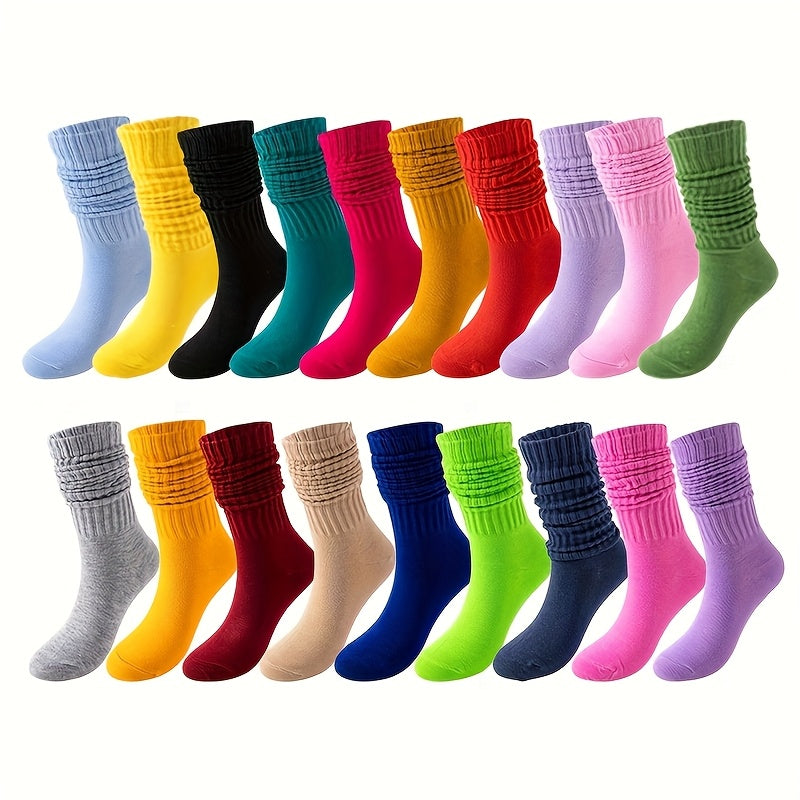 Women's High Calf Socks 36 Pair Bulk Pack – Breathable Quick-Dry Moisture-Wicking Mid-Calf Crew Socks for Everyday Casual Office Wear Soft Cushioned Sole Pastel Vibrant Colors Polyester Knit Machine Washable Gift Idea