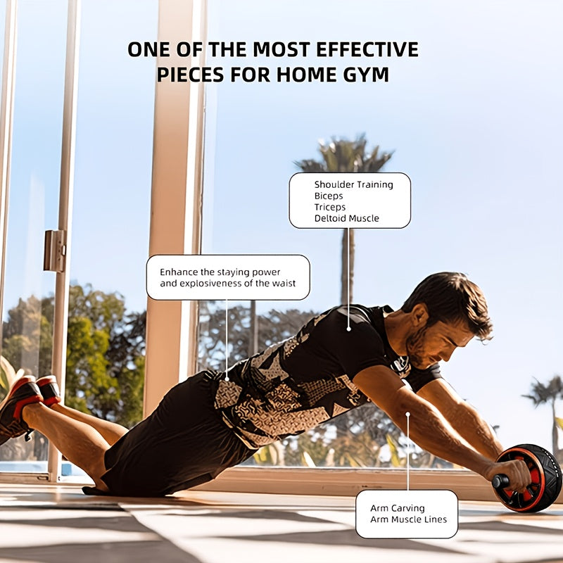 Ab Wheel Roller with Knee Pads Core Strength Training Balance Ab Workout Crunch Machine Home Gym Muscle Toning Arms Abs Fitness Gift
