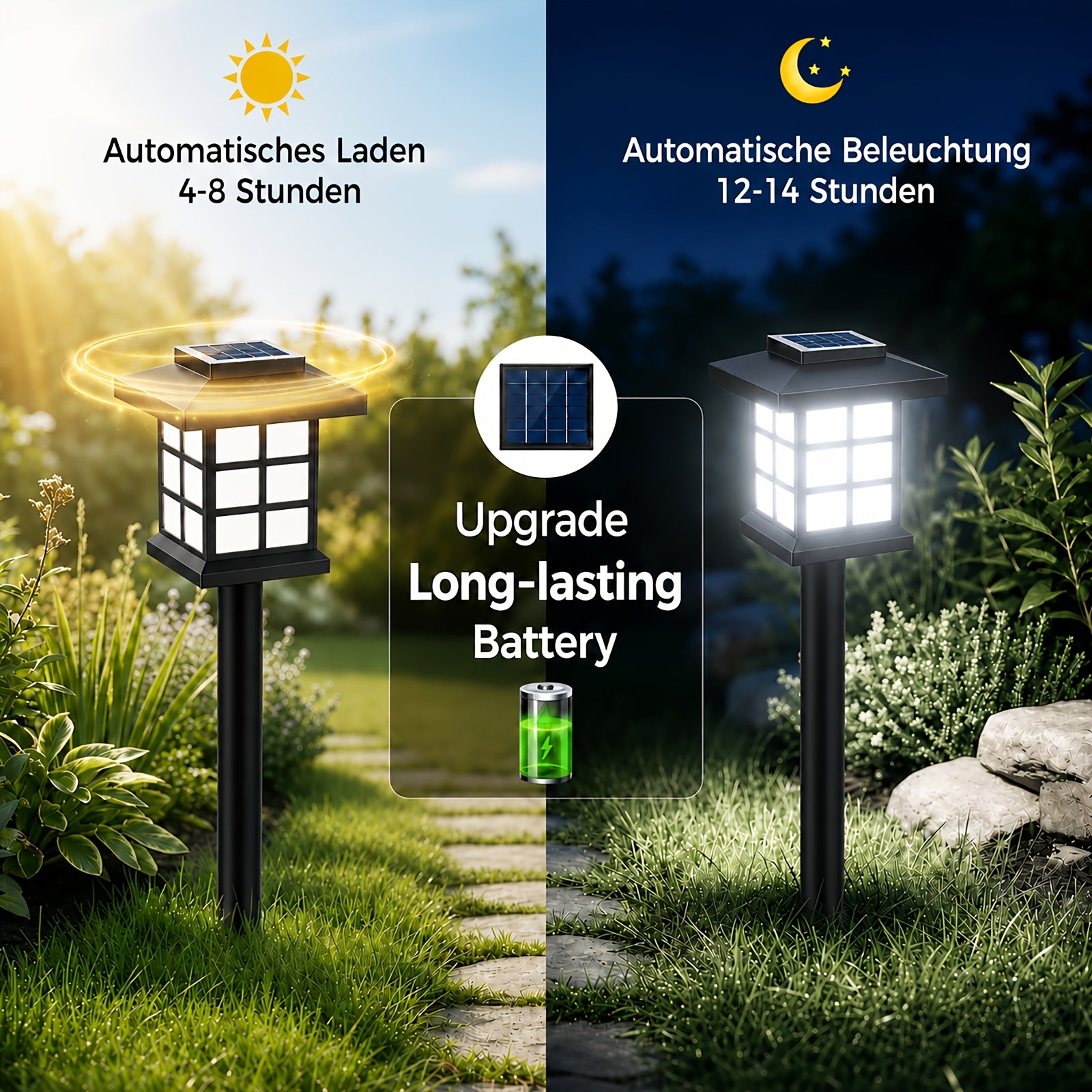 Solar Pathway Lights Outdoor IP55 Waterproof LED 10-Hour Runtime – Garden Driveway Landscape Stake Lights Auto Dusk-to-Dawn – Warm White & Color-Changing – 6 12 24 Pack