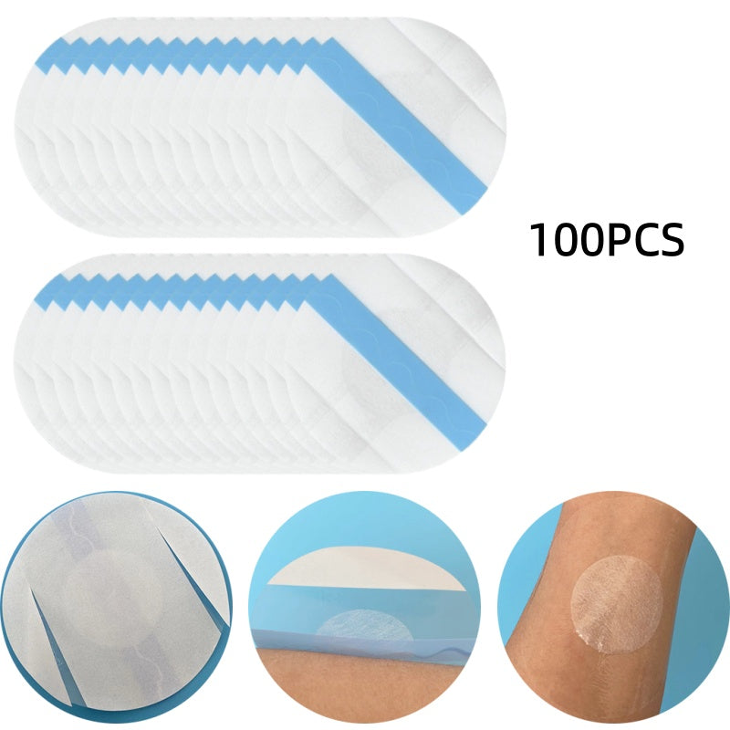 Libre Sensor Adhesive Patches 100pcs Latex-Free Strong Adhesion PU Film CGM Protection Patches for FreeStyle Libre 2 & 3 Transparent No Center Adhesive Pre-Cut