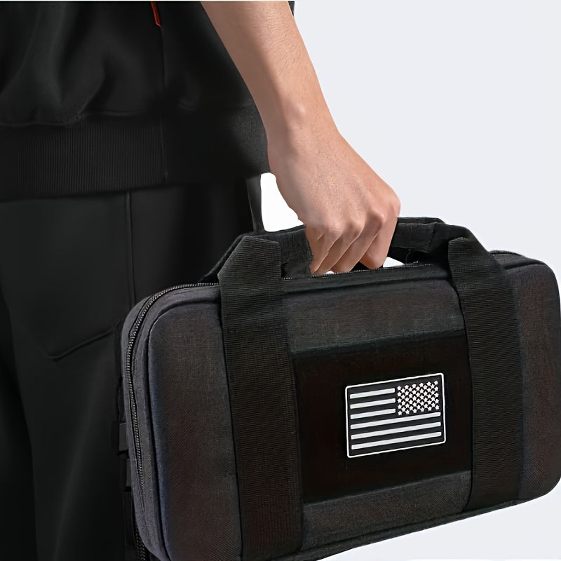 Tactical Pistol Storage Bag with Magazine Slots – Heavy-Duty Polyester Gun Case, Zippered Compartments for Handguns & Rifles, Hunting Shooting Range Travel, Black & Army Green
