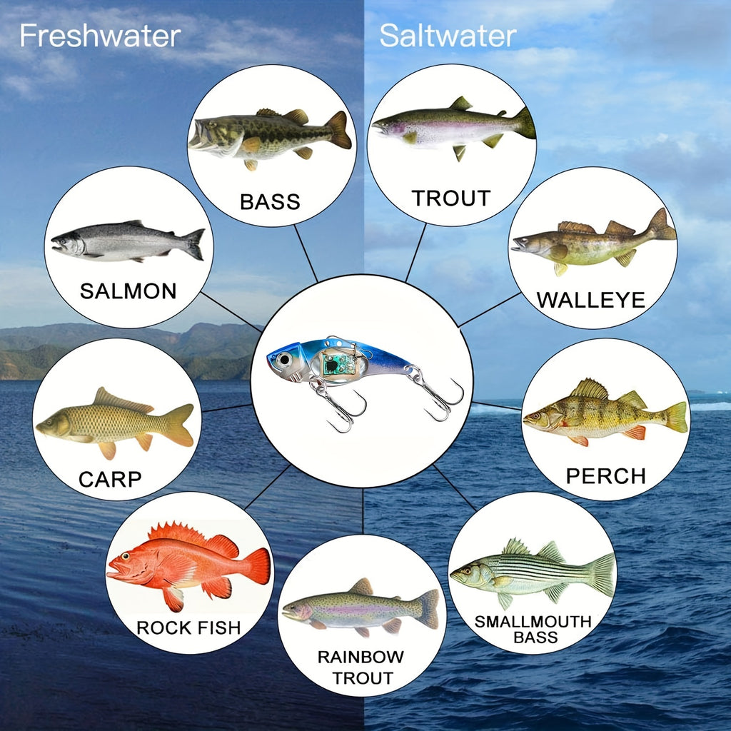 Electronic LED Fishing Lure with Sound & Vibration - Aluminum Alloy Fish-Shaped Bait Attracts Fish from 500M, Outdoor Fishing Gift for Enthusiasts (2/3/4pcs)