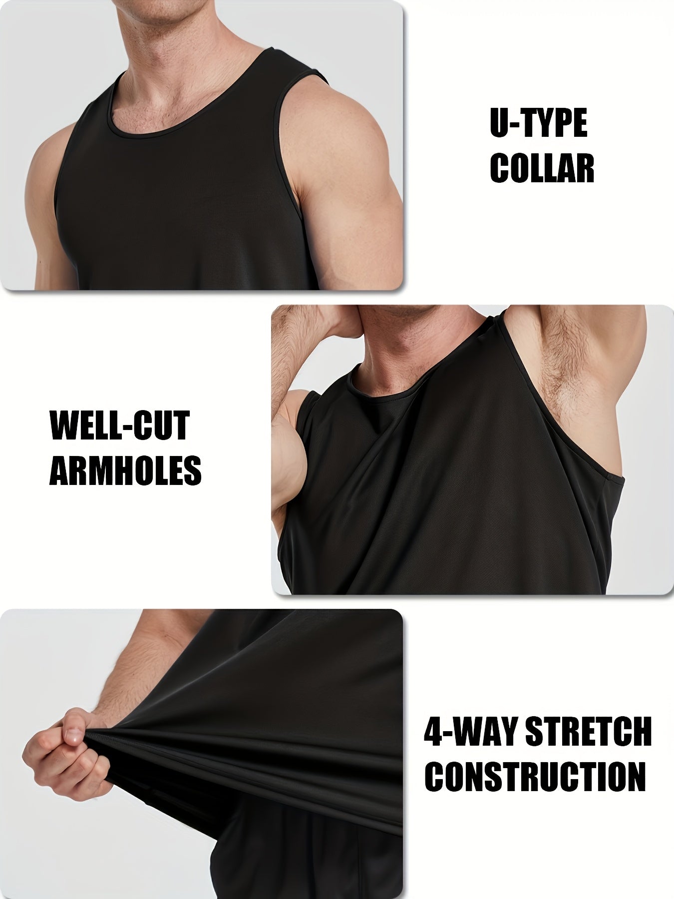 Men's Workout Tank Tops 6-Pack Moisture Wicking Sleeveless Gym Shirts - Breathable Polyester Athletic Vest for Running Training Hiking Casual Wear S-XXL