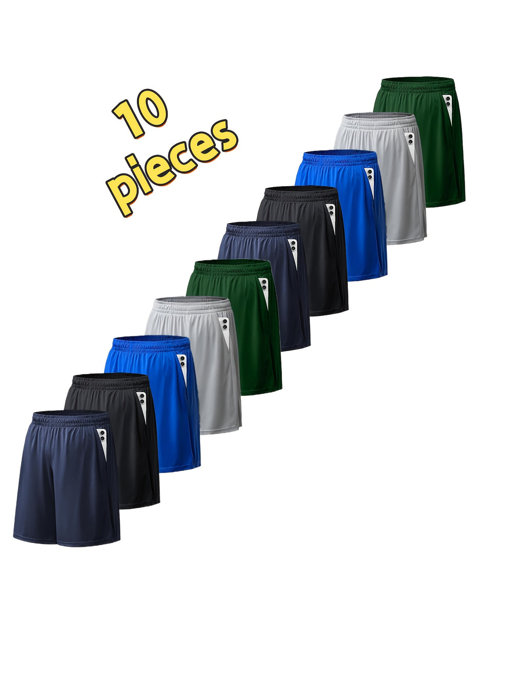 Men's Athletic Shorts 10-Pack Quick-Dry Lightweight Loose Fit Training Running Shorts with Pockets Adjustable Waistband Gym Sports Outdoor Sizes S-XXXL