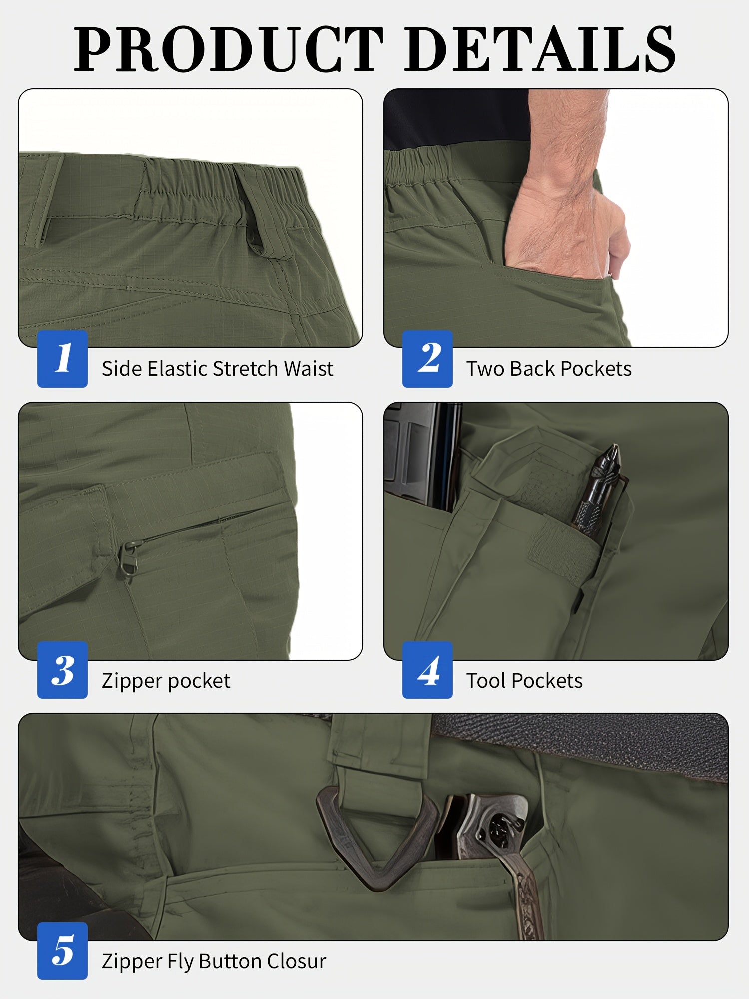 Men's Cargo Shorts Breathable Quick Dry Tactical Work Shorts Multi-Pocket S-XXXL – Outdoor Hiking Fishing Camping Military Style Shorts for Men Black Khaki Grey Green