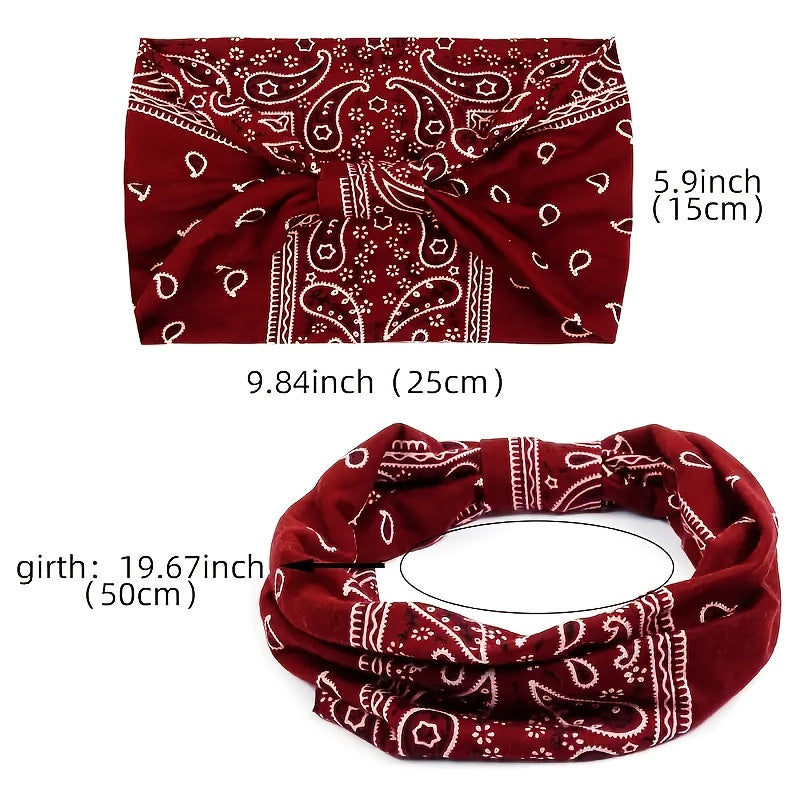 Boho Headbands for Women Set of 6 – Anti-Slip Elastic Bohemian Hair Bands for Running, Yoga, Sports & Everyday Wear, Breathable Comfortable Hair Accessories, Perfect Gift