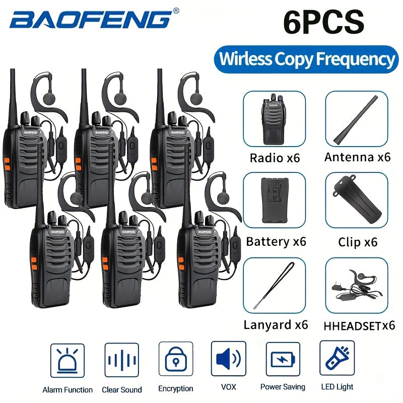 Walkie Talkies Long Range Rechargeable Baofeng BF-888S 16 Channel UHF Two Way Radio with Earphones – 2-Pack & 4-Pack for Camping Hiking Hunting