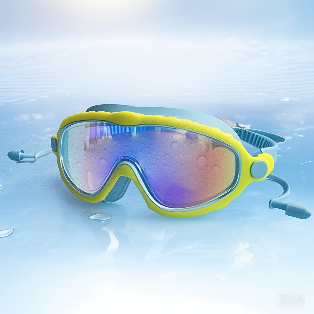 Kids Swim Goggles Anti-Fog Large Lens with Earplugs Waterproof Leak-Proof Swimming Goggles for Children Ages 3-14 Boys Girls Pool Beach Gift