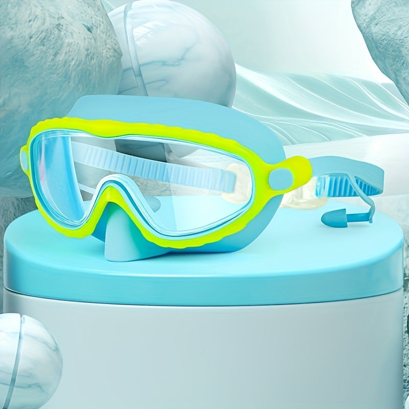 Oversized Anti-Fog Swim Goggles HD Clarity Wide View Silicone Cushion Adjustable Strap for Outdoor Swimming Beach Pool Lake Ocean Adults Men Women Pink Blue