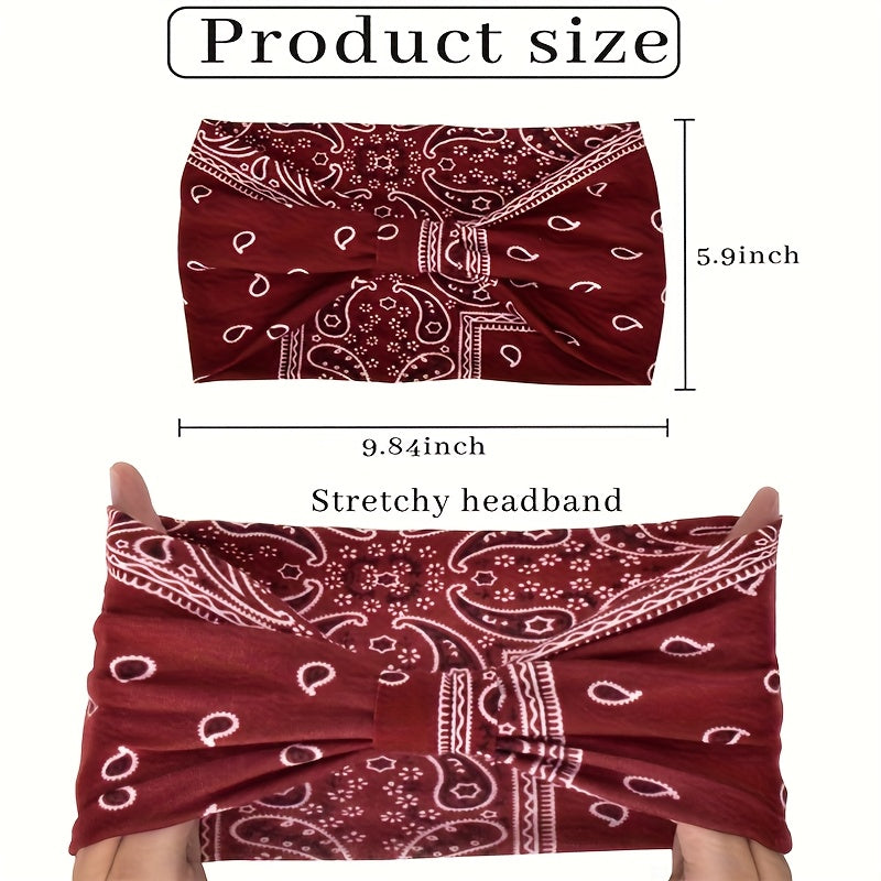 Boho Headbands for Women Set of 6 – Anti-Slip Elastic Bohemian Hair Bands for Running, Yoga, Sports & Everyday Wear, Breathable Comfortable Hair Accessories, Perfect Gift