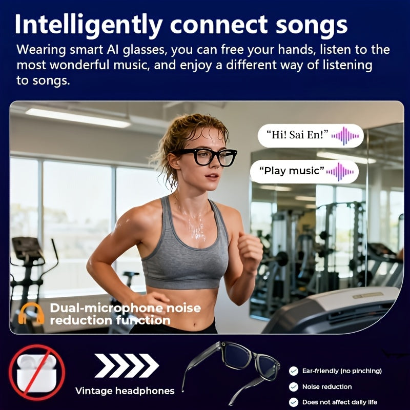 AI Smart Glasses with Real-Time Translation 110+ Languages – Open-Ear Audio, 8MP HD Camera, Color-Changing Lenses, Voice Control, HiFi Music for Travel, Work & Outdoor Sports