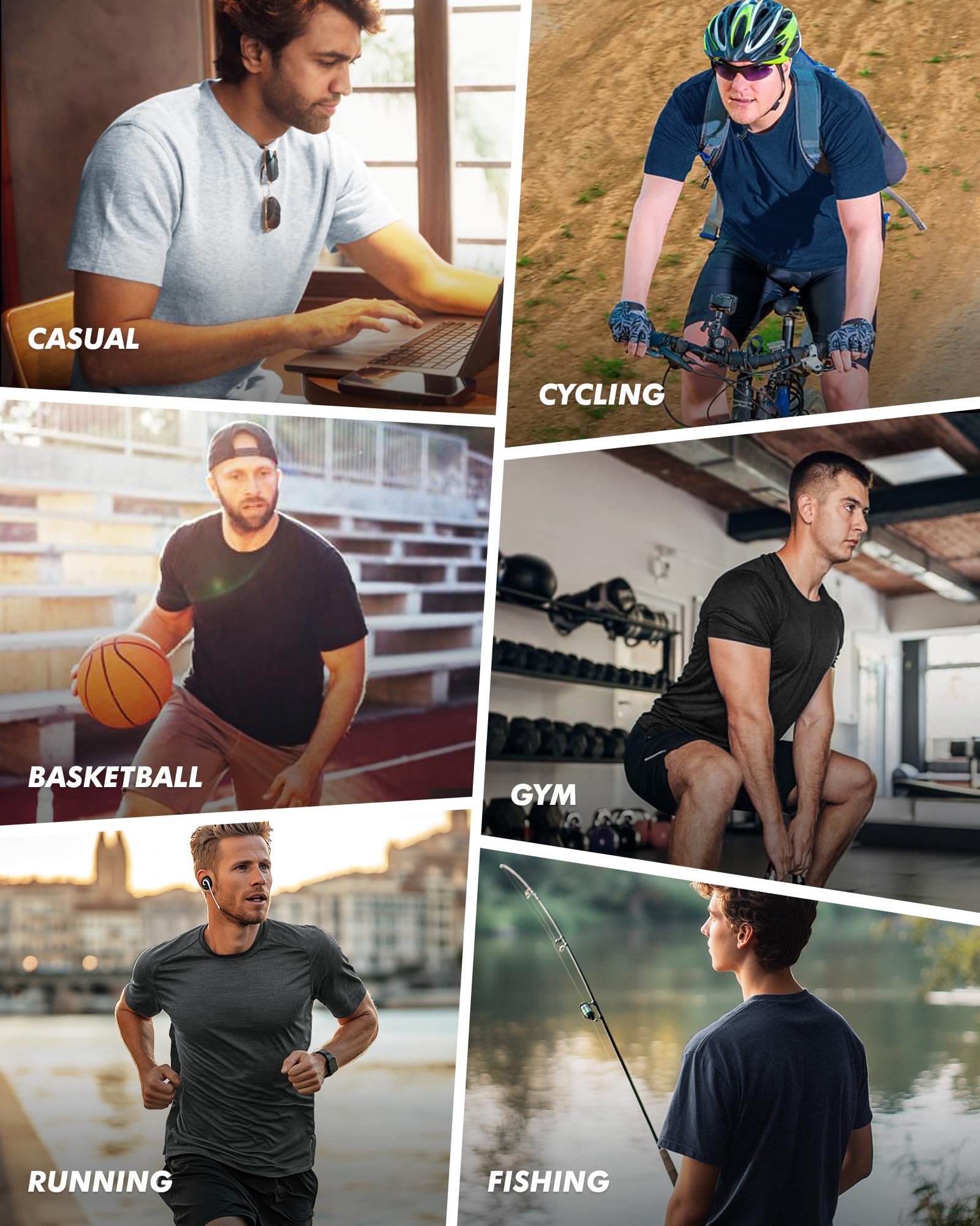 7-Pack Men's Quick-Dry Workout T-Shirts – Moisture-Wicking Athletic Tees for Running, Gym, Weight Training & Tennis | Lightweight Breathable Fitness Tops S-XXL