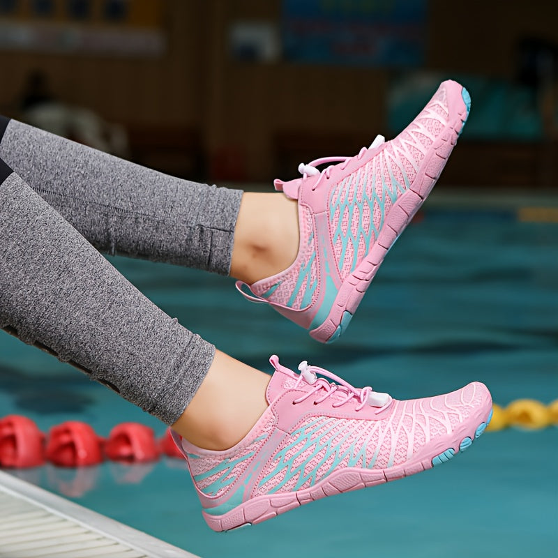 Quick-Dry Water Shoes for Women & Men – Lightweight Non-Slip Aqua Shoes for Beach Swimming Yoga Wading Kayaking, Soft Slip-On Athletic Footwear, Pink Black White, Sizes US 6-10.5