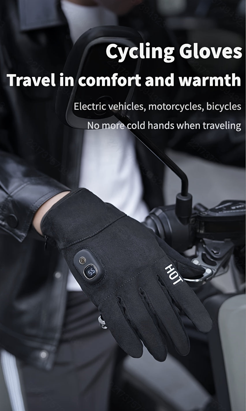 Electric Heated Gloves 3000mAh Rechargeable Hand Warmer Gloves Detachable Fingers 3 Heat Settings Washable Battery Heated Gloves for Cycling Gaming Outdoor Winter Men Women