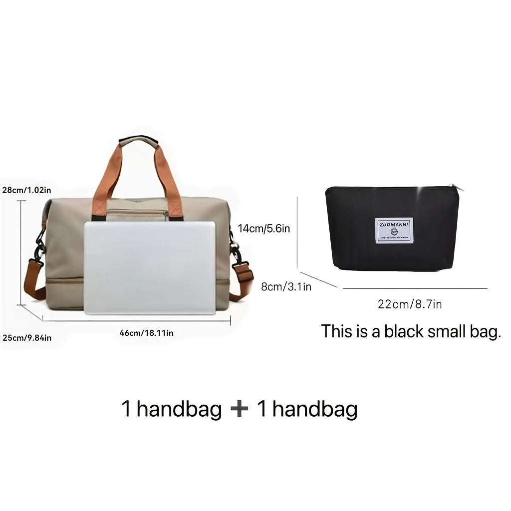 Dry Wet Separation Travel Bag for Women – Large Capacity Herringbone Gym Yoga Fitness Bag, Overnight Weekend Tote Handbag for Leisure Outdoor Travel & Sports