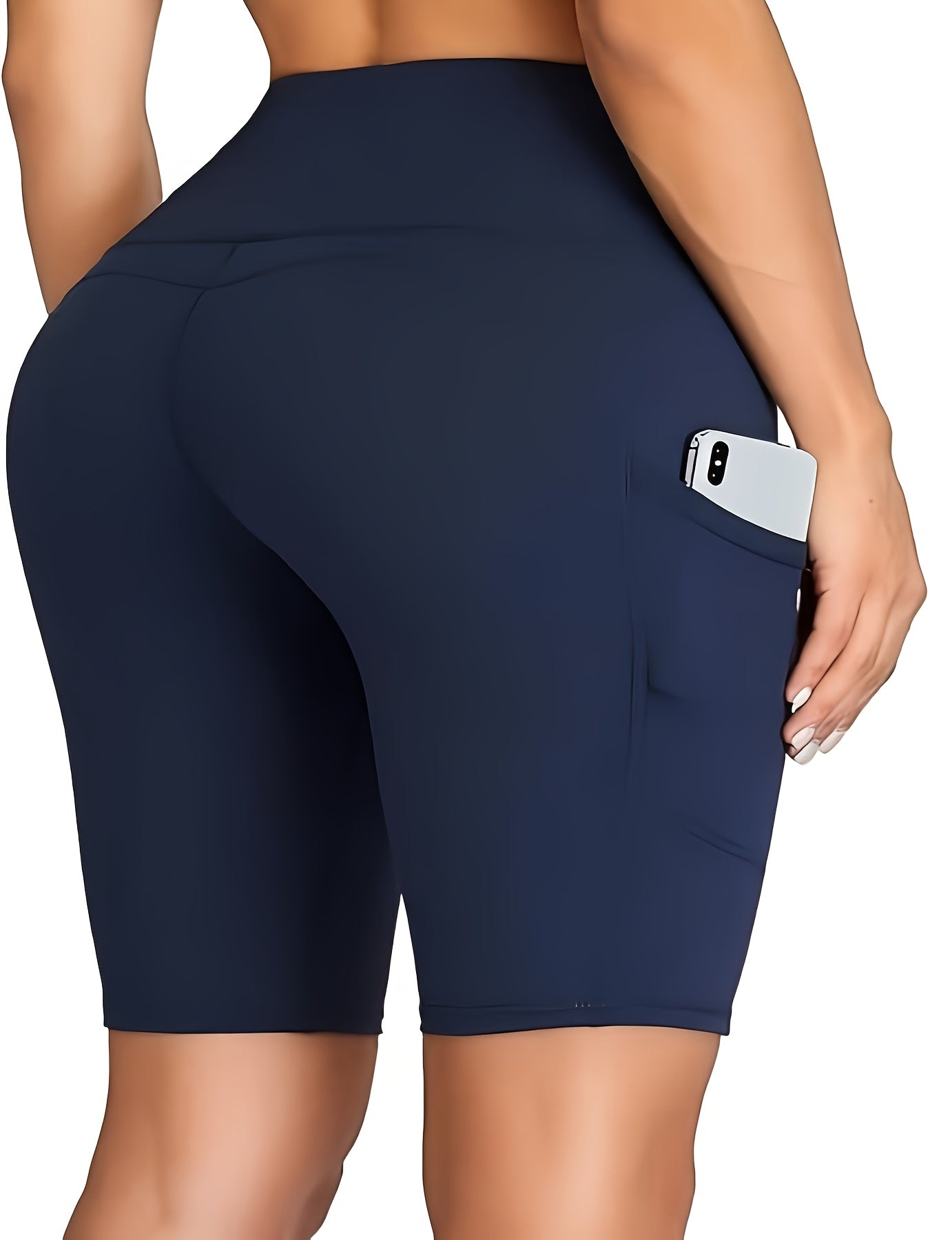 Women's High-Waist Biker Shorts with Pocket – Tummy Control High-Stretch Polyester, XS-XXL, for Gym Workout Yoga Cheerleading Athletic