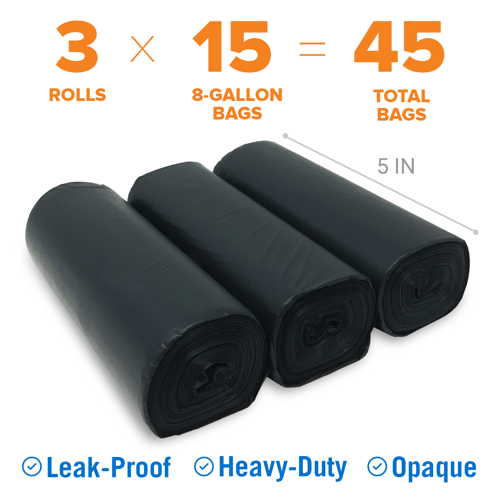 Compostable Portable Toilet Bags 45 Count 8-Gallon – Leak-Proof Heavy Duty Waste Bags for Camping Portable Potty, Fits 5-Gallon Bucket Toilet Seat, Boating, RV & Emergency Use