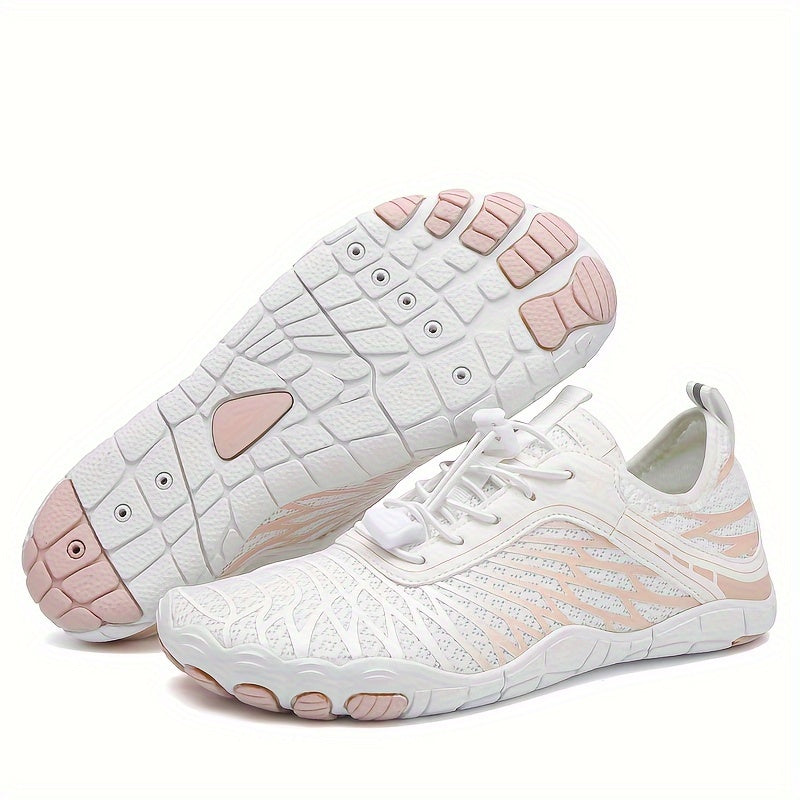 Quick-Dry Water Shoes for Women & Men – Lightweight Non-Slip Aqua Shoes for Beach Swimming Yoga Wading Kayaking, Soft Slip-On Athletic Footwear, Pink Black White, Sizes US 6-10.5