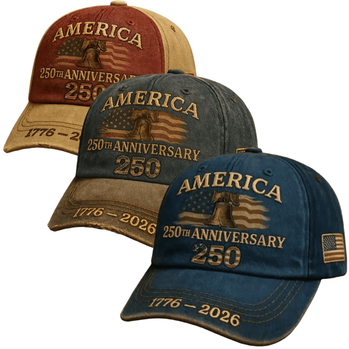 Patriotic Baseball Cap 250th Anniversary American Flag Embroidered Hat – Adjustable Vintage USA Independence Day Cap Unisex