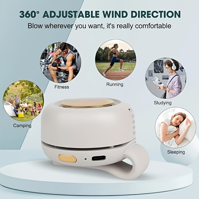 2-Pack Clip-On Bladeless Fan 360° Surround Wind – USB Rechargeable Personal Cooling Fan for Shirt, Waist & Neck | Quiet, Portable for Hiking, Camping, Travel, Golf & Outdoor Activities