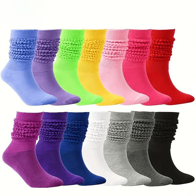 Women's Socks 14 Pairs Loose Soft Thick Mixed Color – All-Season Sports Leisure Machine Washable Cute Gift for Christmas Halloween Birthday