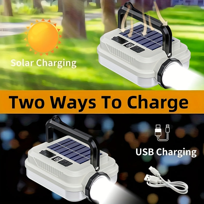 Solar Rechargeable Flashlight Ultra Bright – 3600mAh Lithium Battery, 8 Lighting Modes, Hidden Hook, Portable Camping Flashlight for Camping, Climbing, Fishing & Emergency, Great Gift for Men
