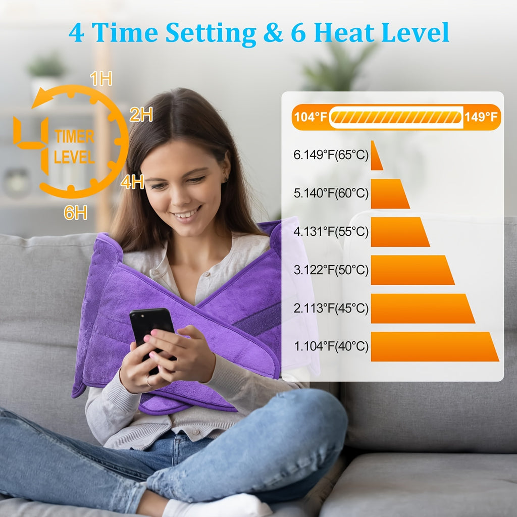 Heating Belt for Back Pain Relief Electric 12x24 Heated Waist Wrap – 6 Levels 4 Timers 6-Hour Auto Shutoff for Men Women Cramps Muscle Soreness
