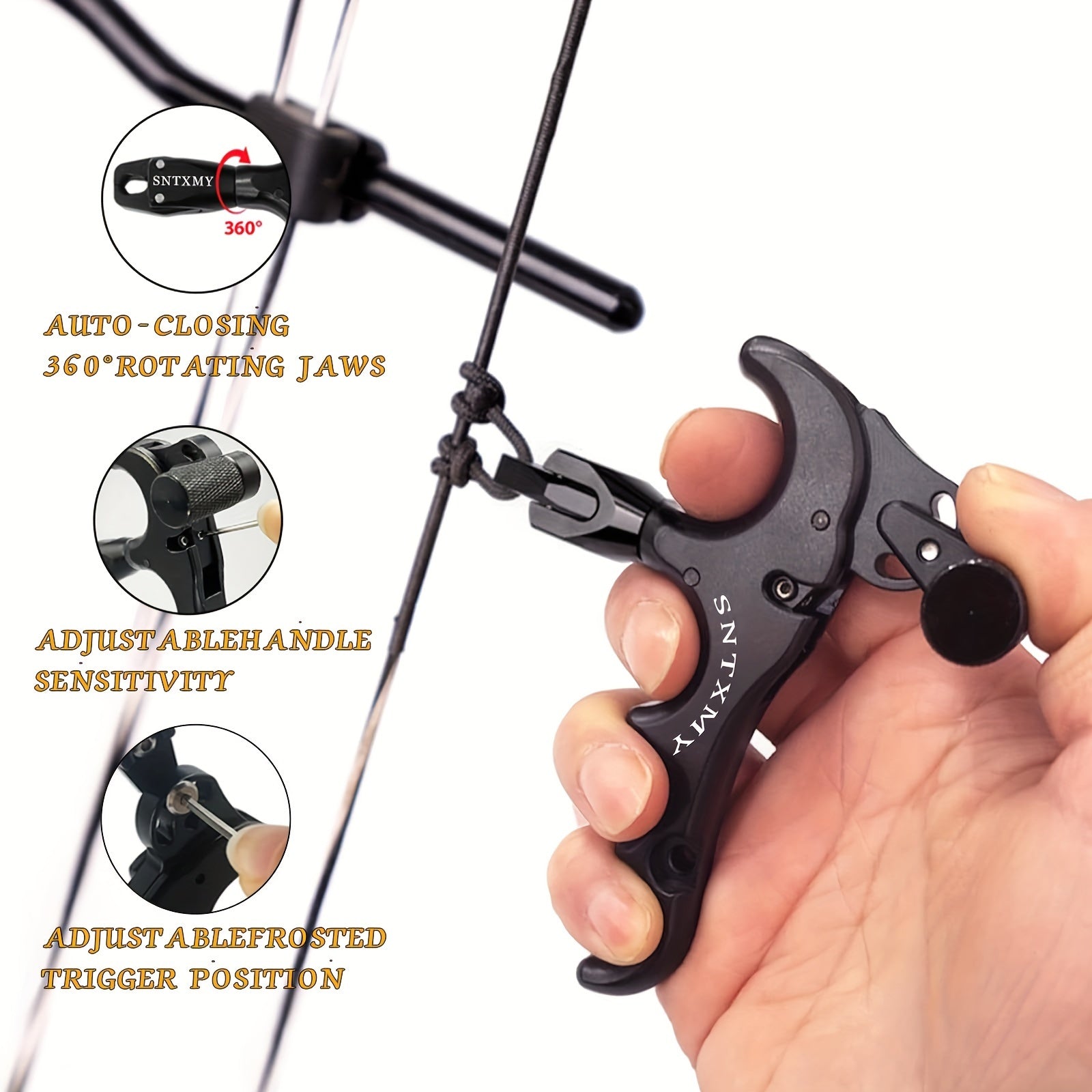 Compound Bow Release Aid Aluminum 360° Rotating Head Thumb Trigger – 3 & 4 Finger Archery Release for Compound Bows Hunting & Target Shooting Black Red Blue Silvery Grey