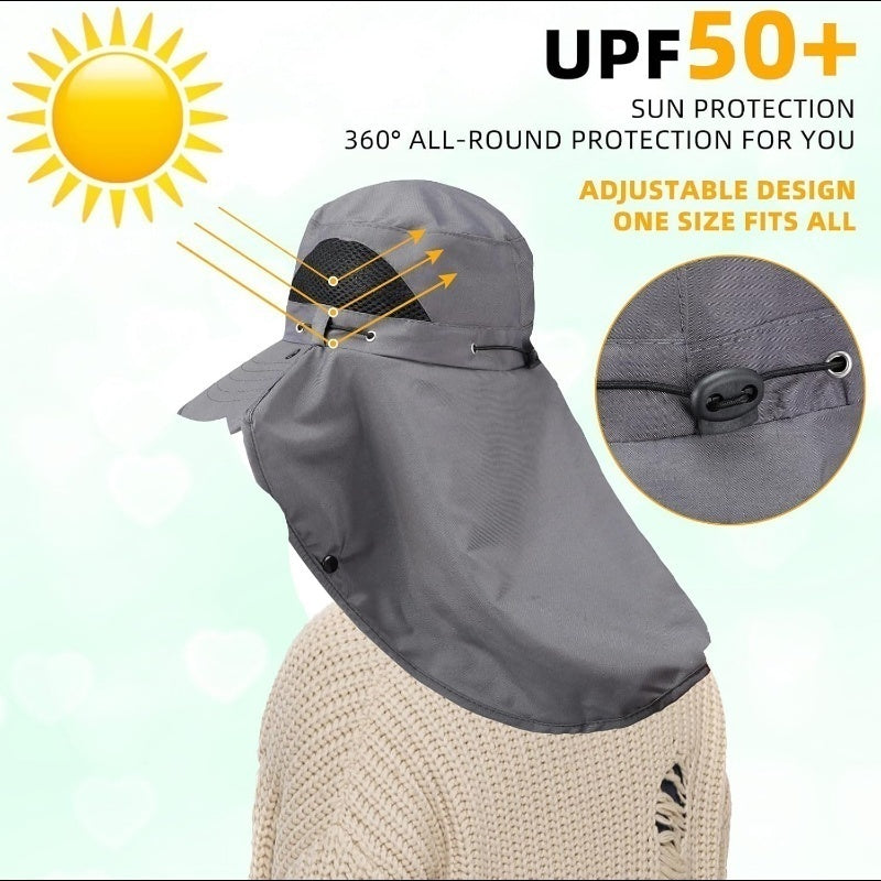 UPF 50+ Sun Hat with Neck Flap 3Pcs – Wide Brim Breathable Bucket Hat UV Protection for Men Women Fishing Hiking Camping Outdoor, Black Dark Gray Army Green