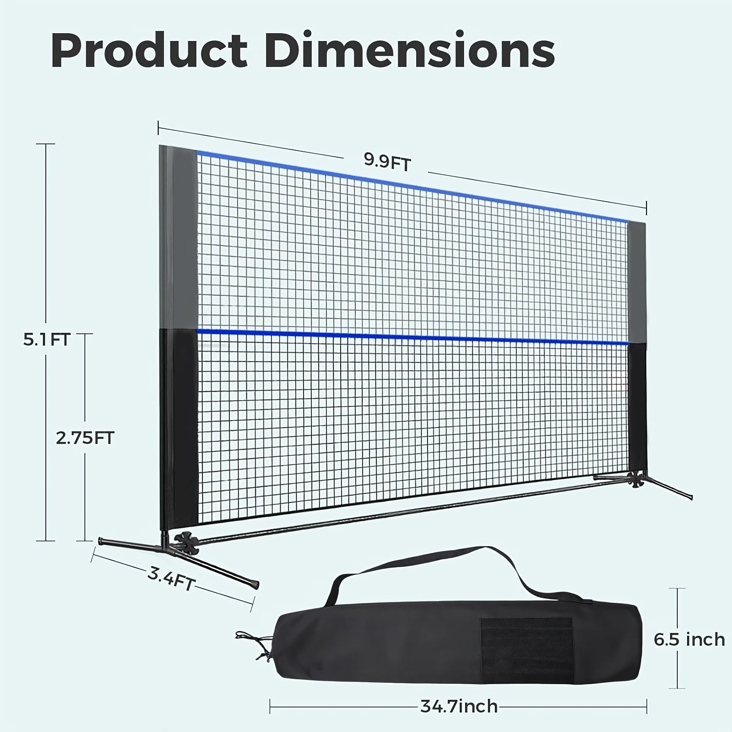 Portable Badminton Volleyball Net Set – Adjustable Height & Tension, 10ft & 14ft, Weather-Resistant, Carry Bag Included, for Outdoor, Backyard, Pool & Indoor Court Games
