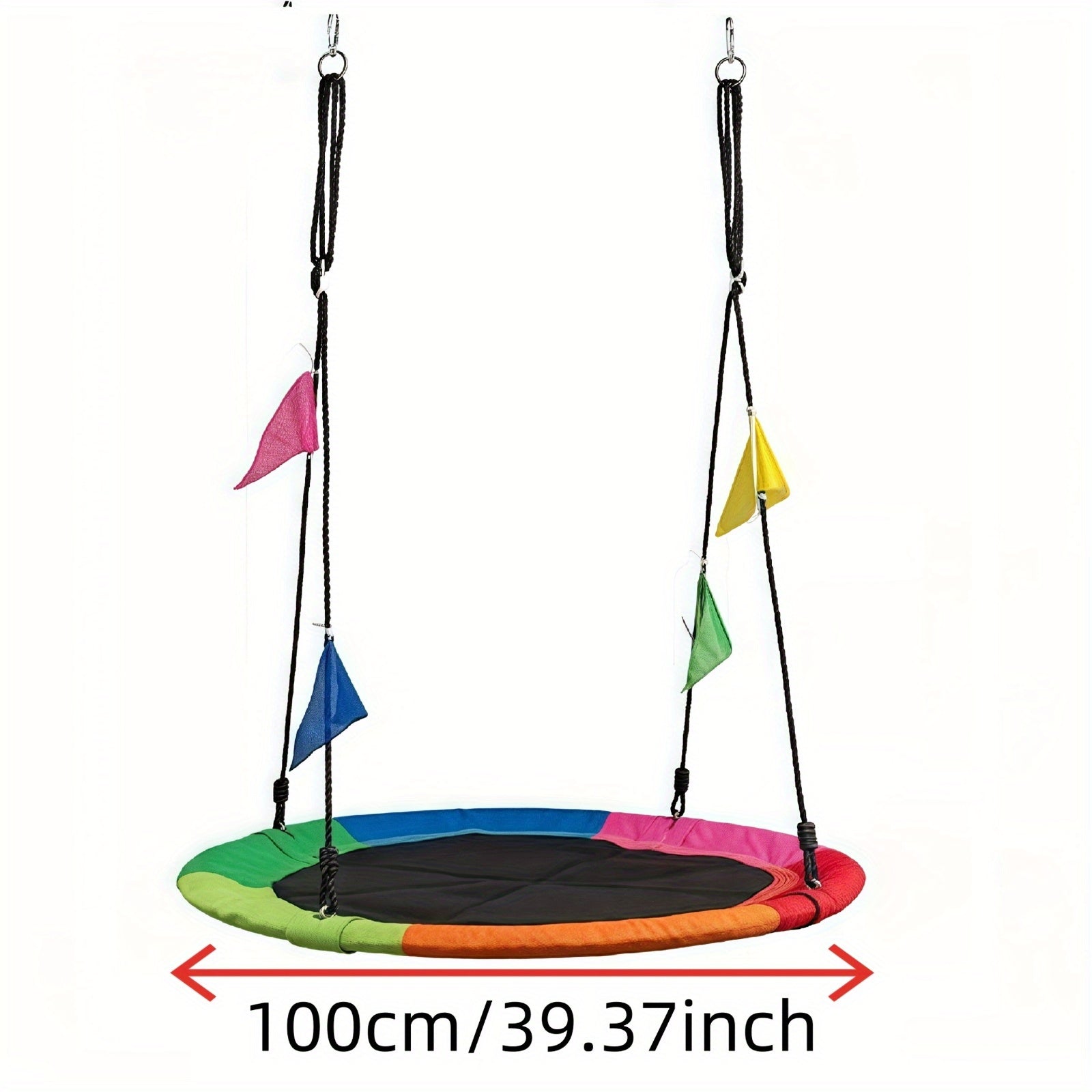 40" Saucer Swing for Kids & Adults – 900 Lbs Capacity, Waterproof Oxford Fabric, Outdoor Disc Tree Swing with Hanging Straps & Colorful Flags