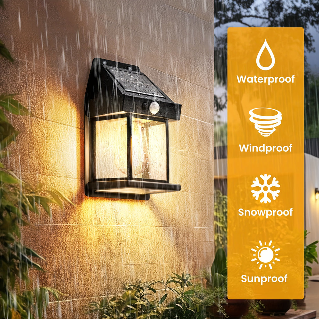 Solar Wall Lights Outdoor Motion Sensor Waterproof Dusk to Dawn 3 Modes – Solar Porch Lights for Terrace Garage Shed Courtyard Fence 2 or 4 Pack