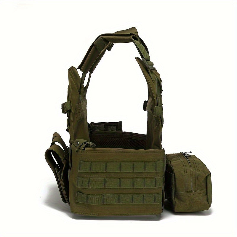 Tactical MOLLE Vest 6094 Multi-Functional Plate Carrier for Men - Outdoor Combat Training CS Airsoft Paintball Hunting Vest - Adjustable Military Green Black Army Green Brown Mud Color