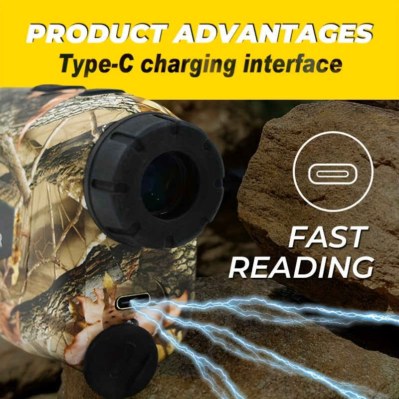 1200 Yard Laser Rangefinder Camouflage Rechargeable – Speed, Angle & Ballistic Compensation, Flagpole Lock, Type-C USB for Hunting, Golf, Archery & Hiking