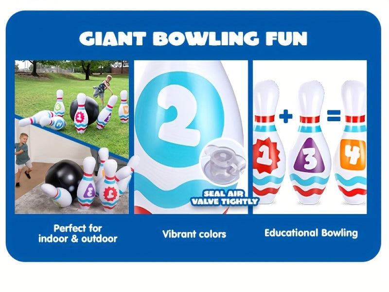 Giant Inflatable Bowling Set 8Pcs – Indoor Outdoor Party Game for Kids Adults Ages 3+ Birthday Party Backyard Lawn Game Motor Skills Toy Gift for Boys Girls