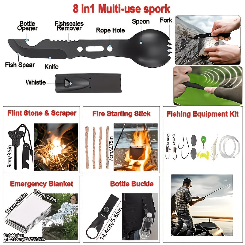 242-Piece Survival Kit for Camping Hiking Outdoor Emergencies Complete First Aid Survival Gear Set with Flint Fire Starter for Travel Car Home Bug Out Bag Gift for Men Women