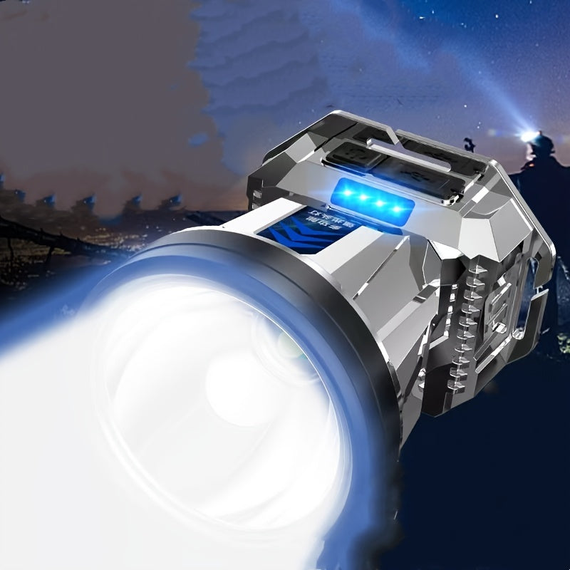 Rechargeable LED Headlamp IP65 Waterproof Ultra Bright Head Lamp with Large Reflector Long Range Beam Extended Battery Life for Night Fishing Camping Hiking Emergency Outdoor Use