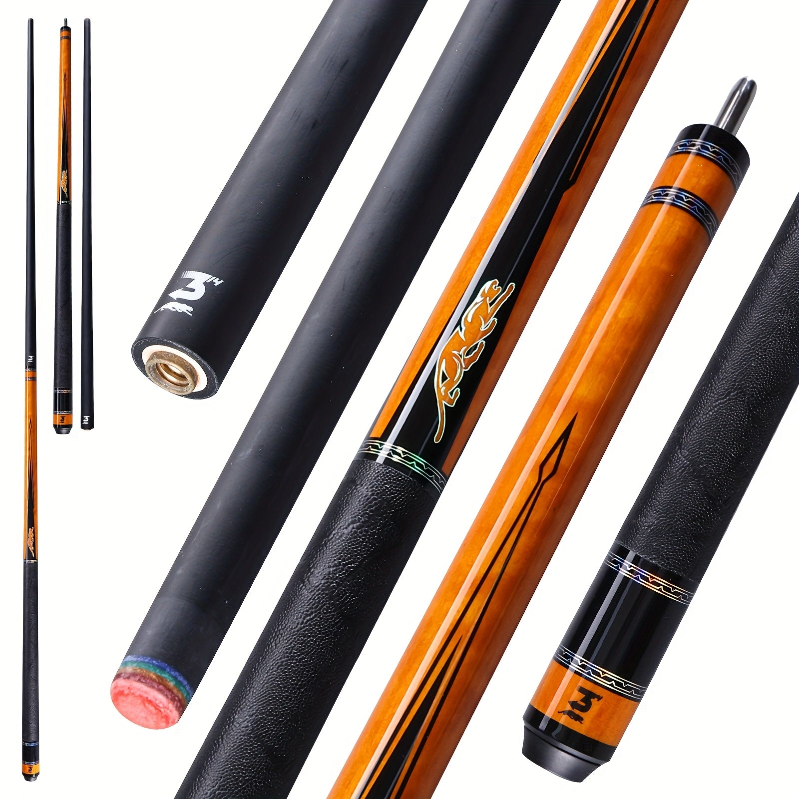 Carbon Fiber Pool Cue 58 Inch Professional Billiard Cue Stick Low Deflection 12.5mm Tip 3/8x8 Pin Joint Leather Grip – PREDAIDR SP Series Billiards Cue for Pool Players