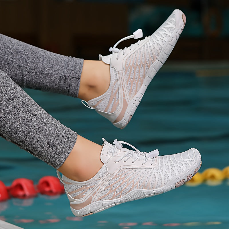 Quick-Dry Water Shoes for Women & Men – Lightweight Non-Slip Aqua Shoes for Beach Swimming Yoga Wading Kayaking, Soft Slip-On Athletic Footwear, Pink Black White, Sizes US 6-10.5