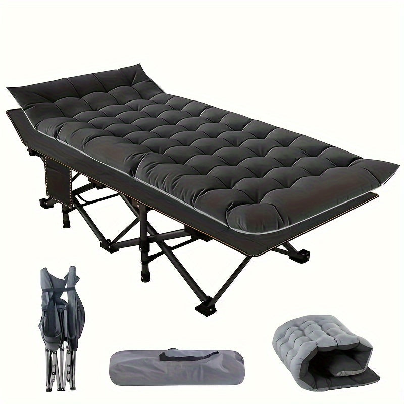 Folding Camping Cot with Mattress 75 Inch Heavy Duty – Portable Sleeping Cot with Carry Bag for Adults, Camping, Hunting, Travel & Guest Bed Indoor Outdoor