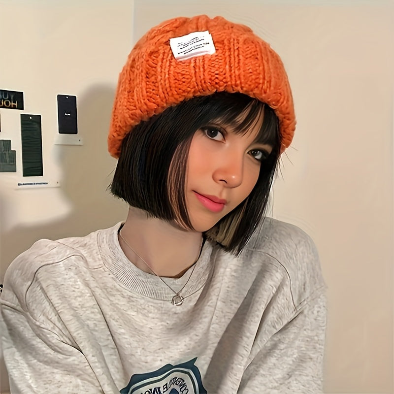 Winter Knit Beanie Caps 2-Pack Cable Knit Slouchy Hat with Ear Protection for Men Women – Candy Color Warm Loose Fit Beanie Ski Snowboard Hiking Cold Weather Outdoor Street Wear Unisex Green Orange Black Beige